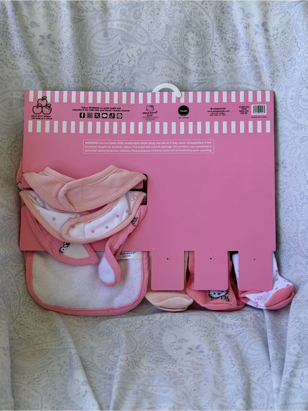 Hello Kitty Pink Baby Accessory Set - Bibs, Mittens, Socks & Bows